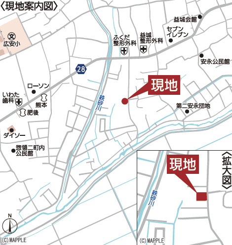 クレイドルガーデン／益城町馬水第２／３号棟の地図