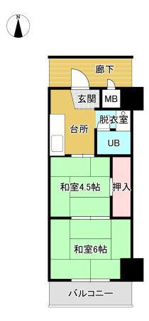 三番町ハイツの間取り|間取りは2DKの構成で、食べる・寝る・楽しむのメリハリをつけた暮らしを実現し、生活の質を高めてくれる。一人暮らしでも余裕を持った配置ができるので、友人を招いてホームパーティーも楽しめそう。