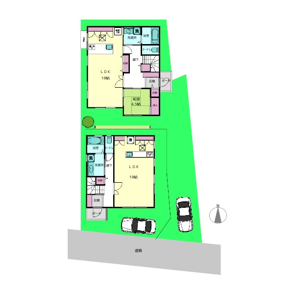 生駒郡斑鳩町龍田3丁目土地2号地(建築条件付)の土地図＋建物プラン例