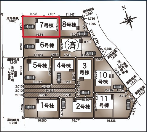 クレイドルガーデン　宇都宮市川田町第6　７号棟の区画図|７号棟　敷地面積　160.03㎡（48.4坪）