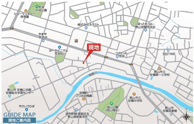 新築戸建・建売　郡山市安積荒井二丁目　安積第一小・安積中　長期優良住宅の地図