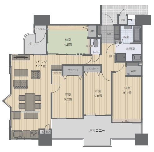 【間取り】 | サンパーク・クレストサージュ戸畑Aコート☆仲介手数料無料☆