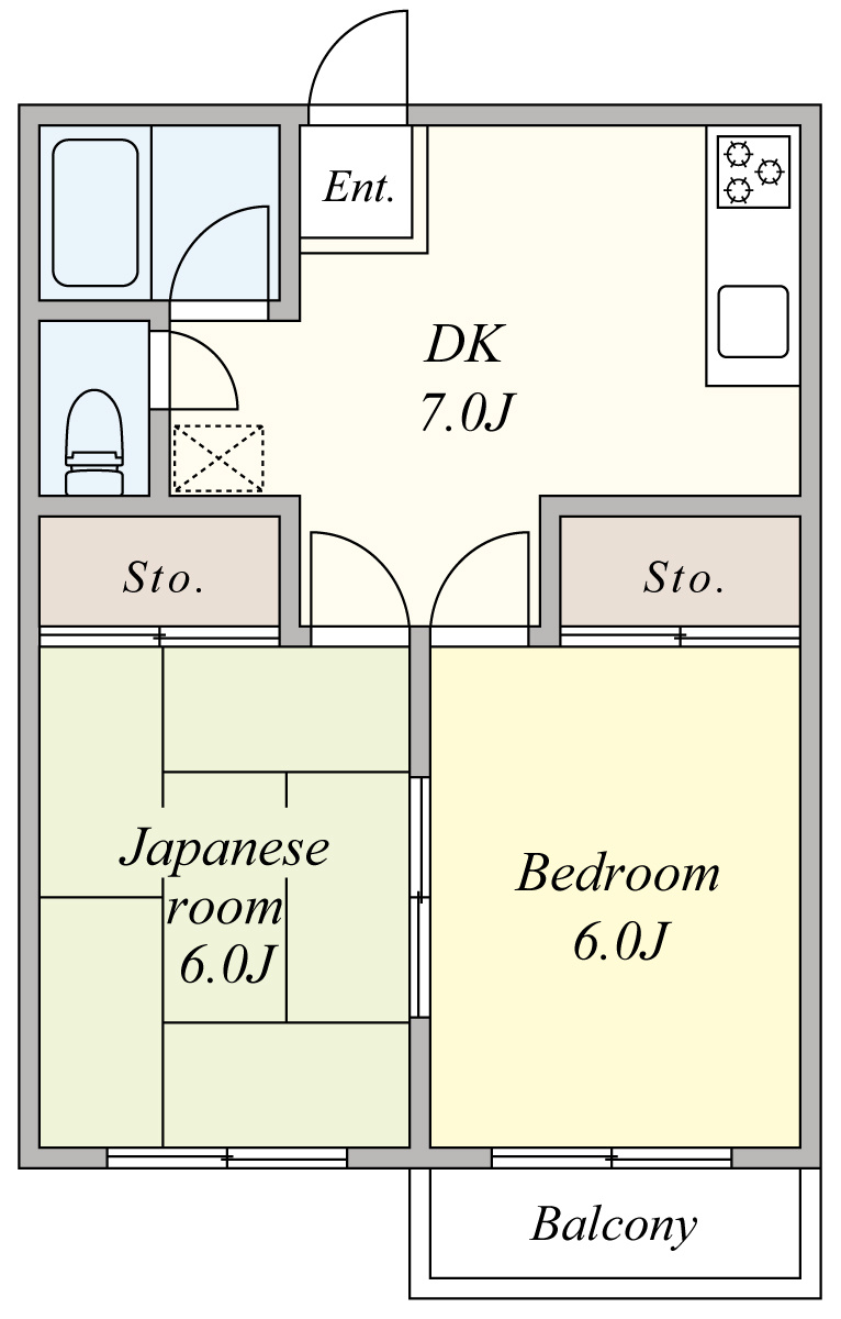 ガーデンハイツ平岡の間取り|２DKの使いやすい間取り