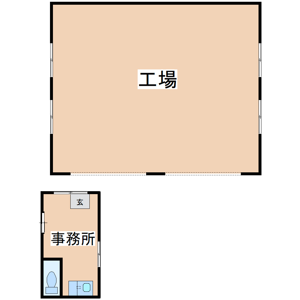 星が浦北１－１－２３貸事務所付工場の間取り