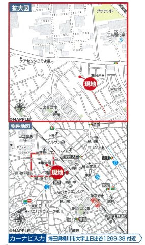 仲介手数料無料　桶川市上日出谷1269番　新築戸建　全３棟　の地図