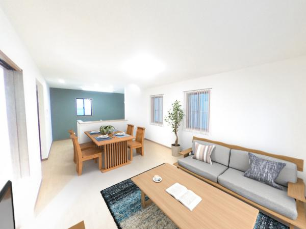 下野市石橋　4ＳＬＤＫ　中古住宅の居間・リビング