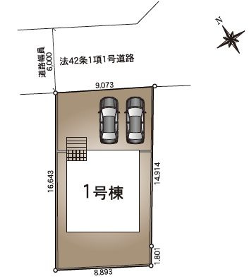 小山市間々田　第10　1号棟の区画図