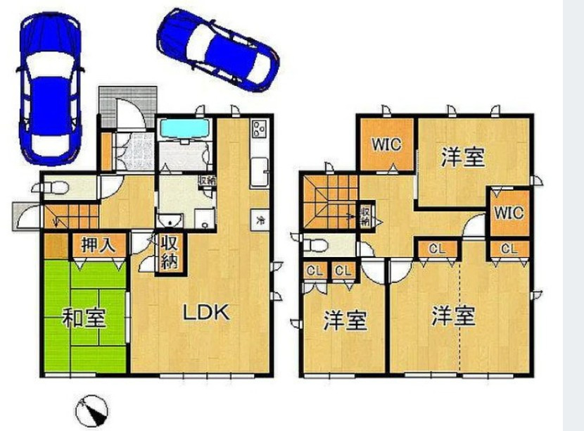 周辺環境充実・お車2台駐車可　西区白水1丁目　築22年の間取り