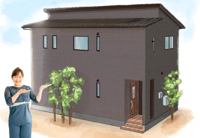 北久米町の新築のおうち　松山市北久米町新築戸建の外観パース|外観パースです