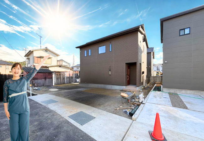 北久米町の新築のおうち　松山市北久米町新築戸建の外観|きれいな外観です