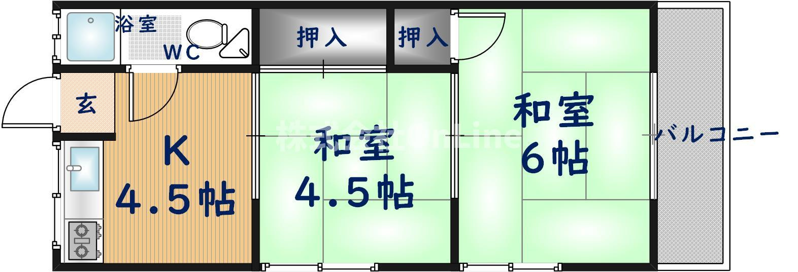 八尾市長池町４丁目の賃貸マンションの間取り