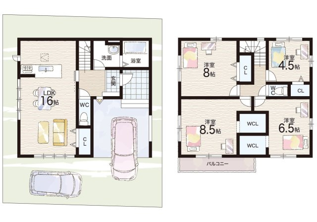 大津市錦織　第1期　新築一戸建ての間取り|２号地