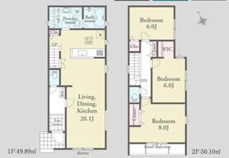 【間取り】 | 千葉市花見川区さつきが丘二丁目　新築分譲住宅２号棟 | 千葉市花見川区さつきが丘２丁目　２号棟　３LDK