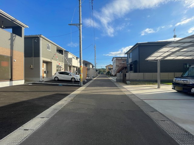 新築戸建・建売　柴田町船岡七作　耐震＋制震　船岡小・船岡中の前面道路含む現地写真