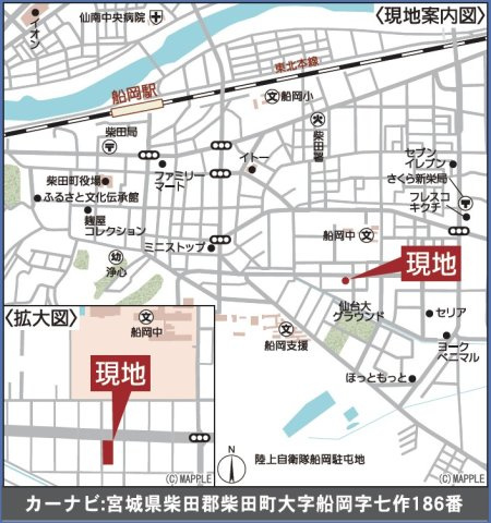 新築戸建・建売　柴田町船岡七作　耐震＋制震　船岡小・船岡中の地図