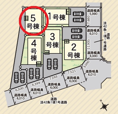 岡崎市本宿台第2　新築分譲住宅　全5棟　5号棟の区画図