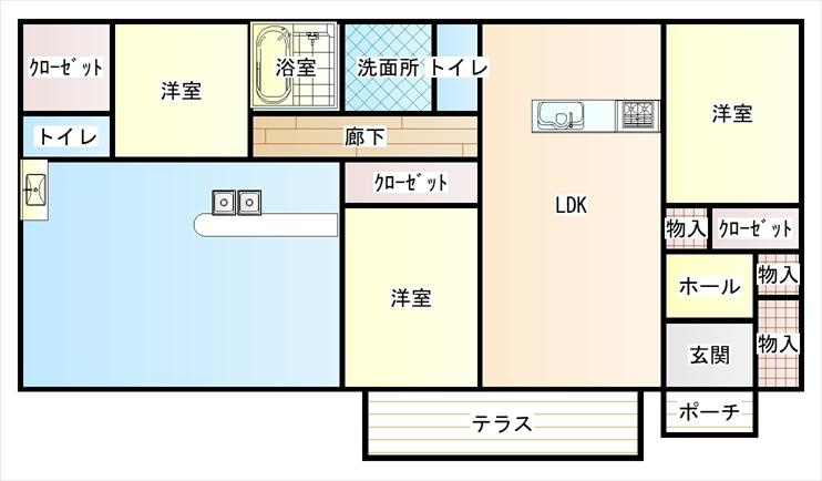 土佐市宇佐町宇佐　　中古一戸建ての間取り|1580万円　土地面積344.53㎡　建物面積110.96㎡　3LDK