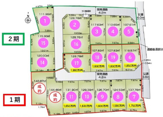 【区画図】 | 川越市むさし野　建築条件付き売地　「南大塚駅」徒歩23分　【福原小学区】