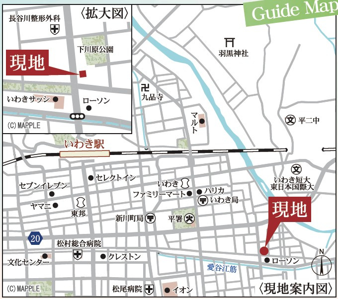 新築戸建・建売　いわき市平下川原　平第三小・第二中　長期優良住宅の地図