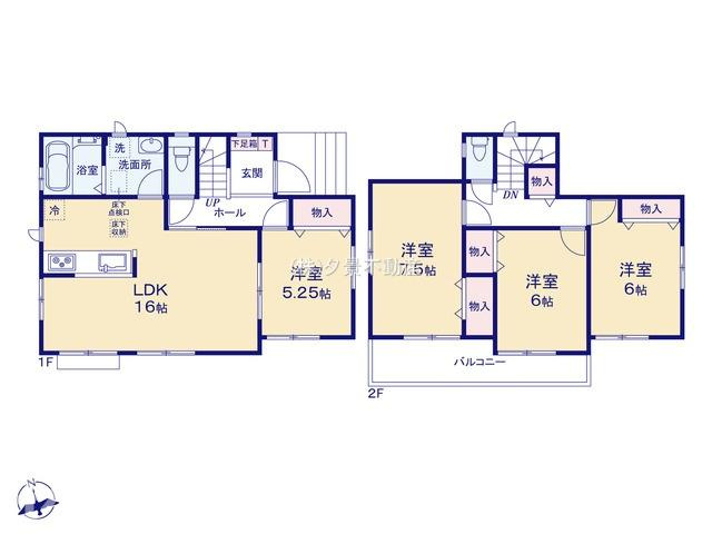 《仲介手数料無料》緑区大字三室615-1新築一戸建てハートフルタウンの間取り