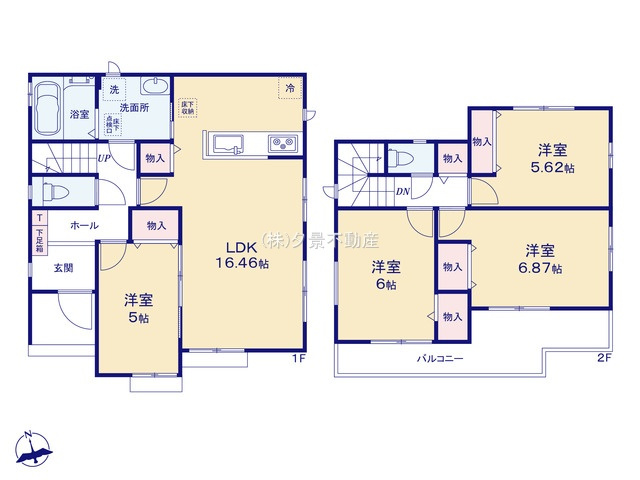 《仲介手数料無料》緑区大字三室615-1新築一戸建てハートフルタウンの間取り