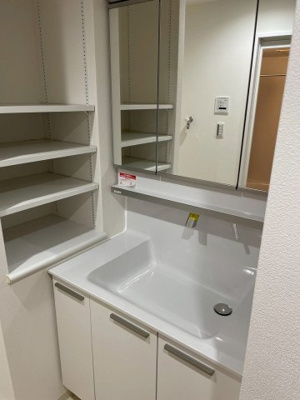 【独立洗面台】 | ディークラディア鶴見アクロスタワー | 朝のあわただしい時間、身支度に欠かせない洗面化粧台　シャワーヘッドでシャンプーもOK