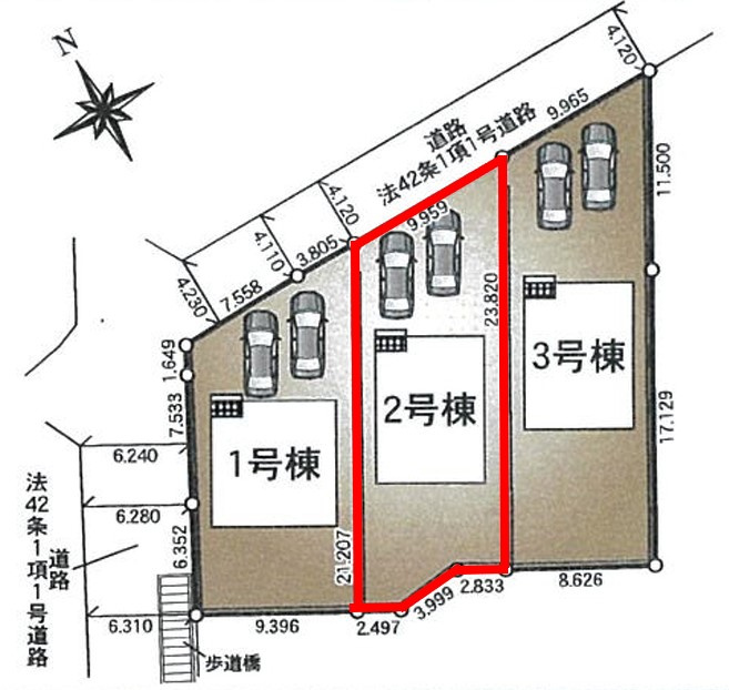 鹿沼市緑町第5　2号棟の区画図|2号棟になります