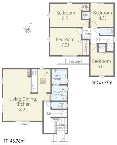 リナージュ／上益城益城町広崎第1期／４号棟の間取り