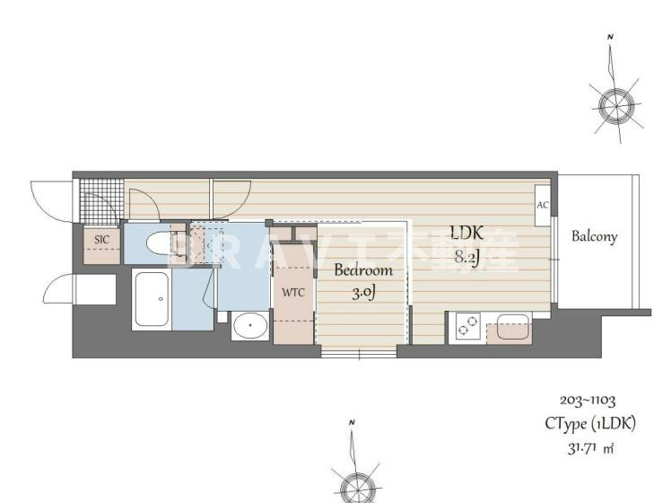 S-RESIDENCE天満橋ar BRAVI不動産の間取り
