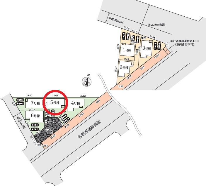安城市姫小川町　新築分譲住宅　全7棟　5号棟の区画図