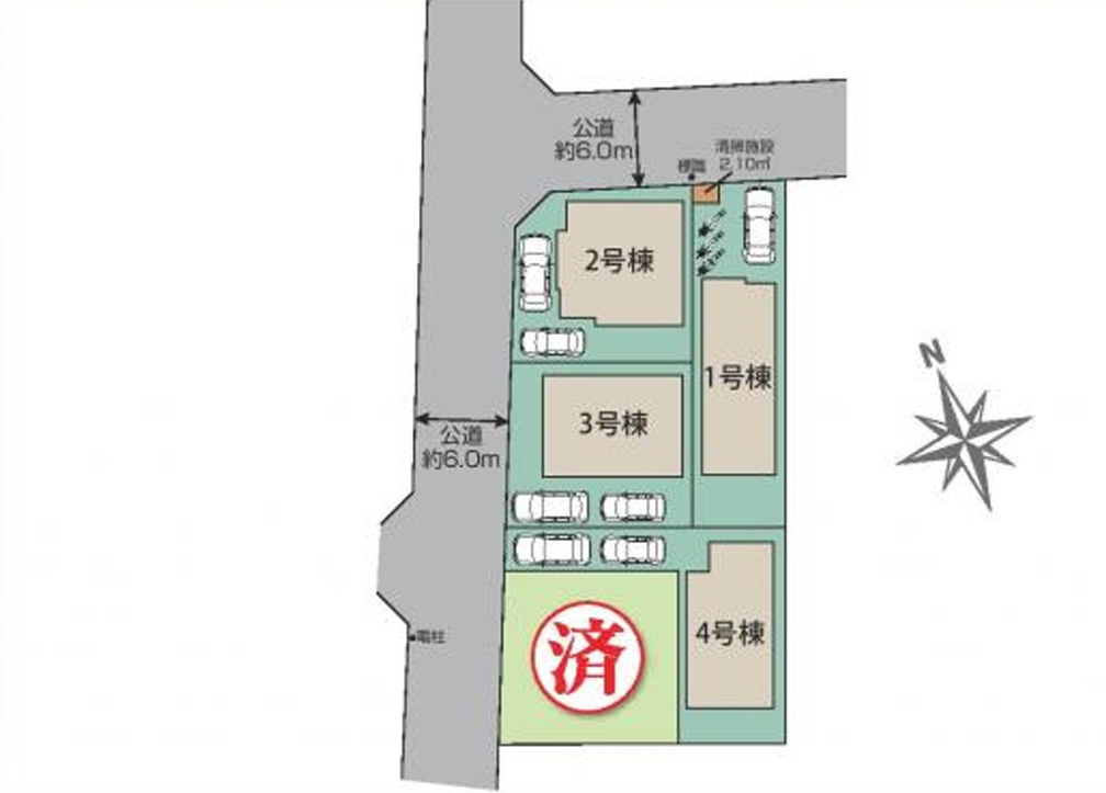 所沢市東狭山ケ丘１丁目　新築戸建　全５棟の区画図