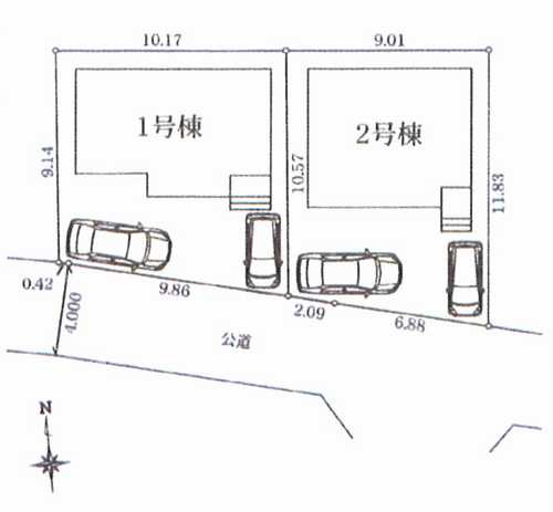 相模原市緑区相原1丁目　新築戸建全2棟　1号棟の区画図