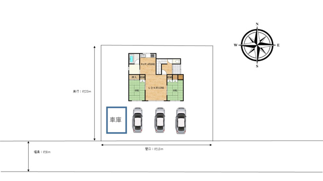 【区画図】 | 北見市北光２１７番地４３　中古売家　 | 【区画図】区画図です。駐車の位置等参考にして下さい。