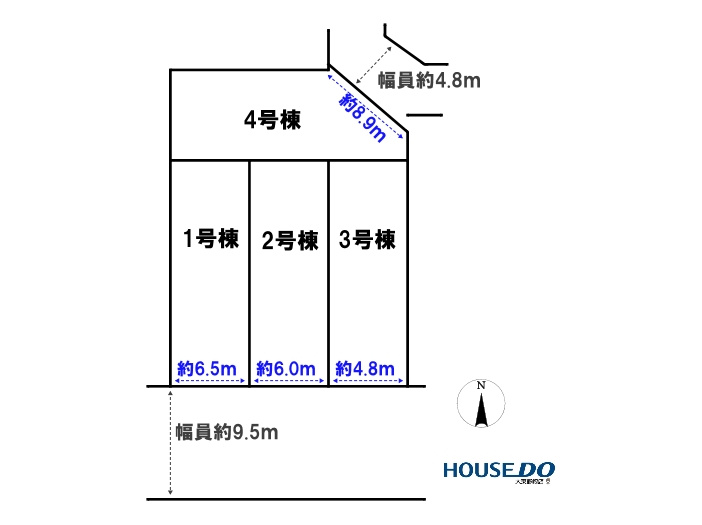 新築戸建　四條畷市二丁通町　4号棟（令和7年11月竣工）の区画図|敷地・間取り図面は略図につき現況を優先致します。
