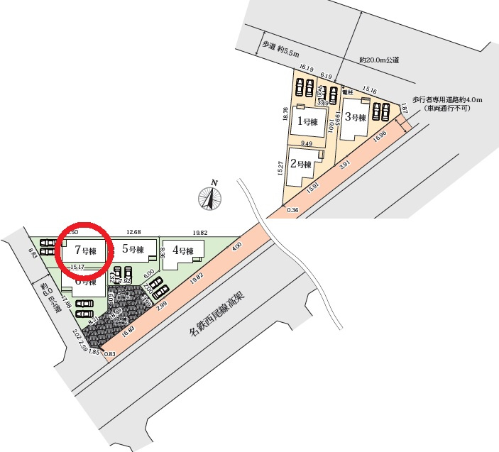 安城市姫小川町　新築分譲住宅　全7棟　7号棟の区画図