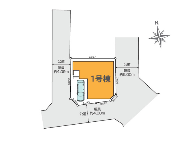 【区画図】 | 練馬区東大泉7丁目　新築一戸建住宅　全1棟　(保谷店) | 開放的な三方角地につき採光・通風良好です！
徒歩圏内に公園複数ございます！