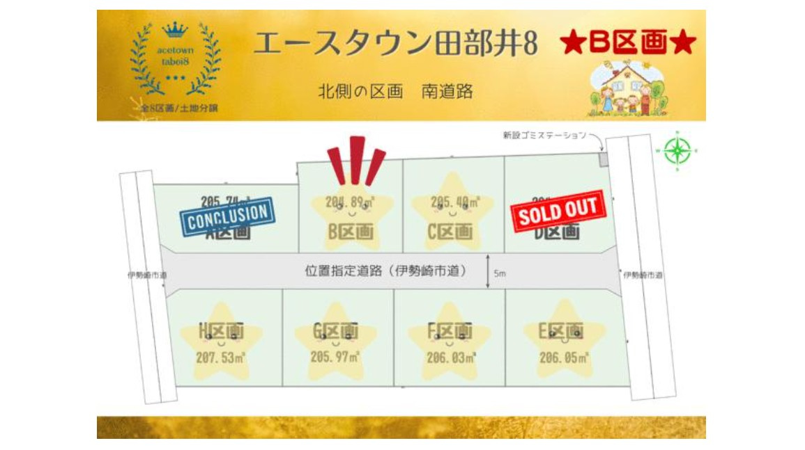 エースタウン田部井8 B区画の区画図