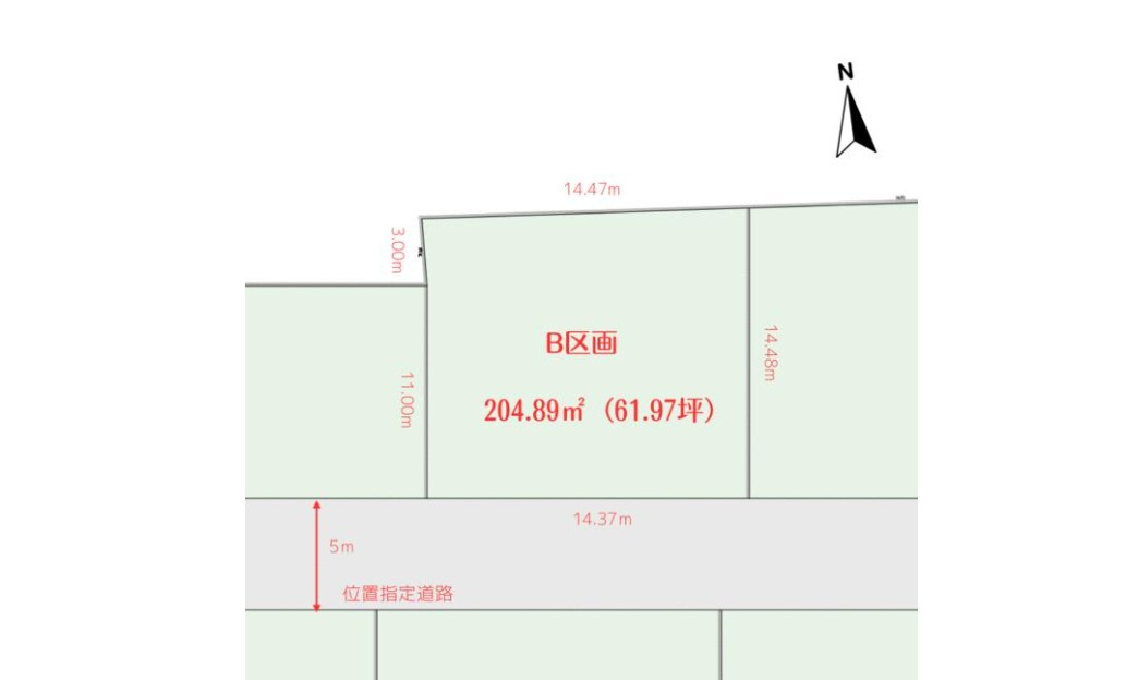 エースタウン田部井8 B区画の区画図