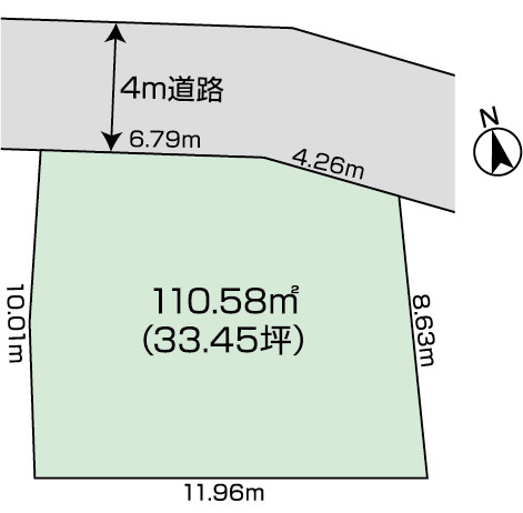 緑区中野　建築条件なし売地の土地図