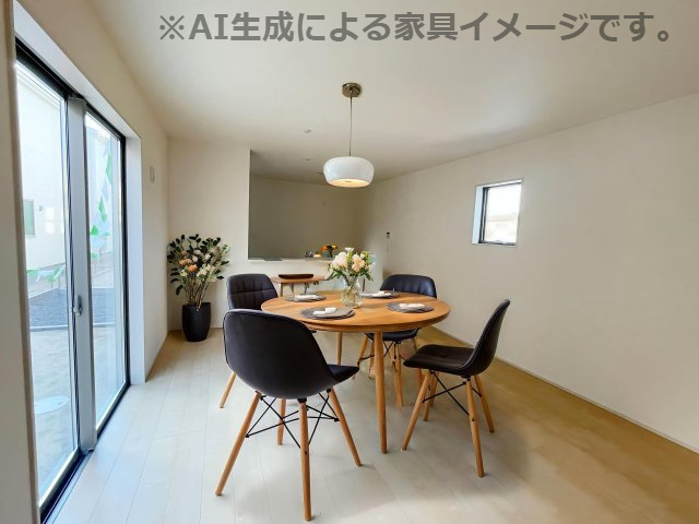 新築戸建・新築建売　いわき市平下平窪　平第四小・第一中　長期優良住宅の居間・リビング|※家具を配置した場合のイメージ図になります！実際に家具はつきません。