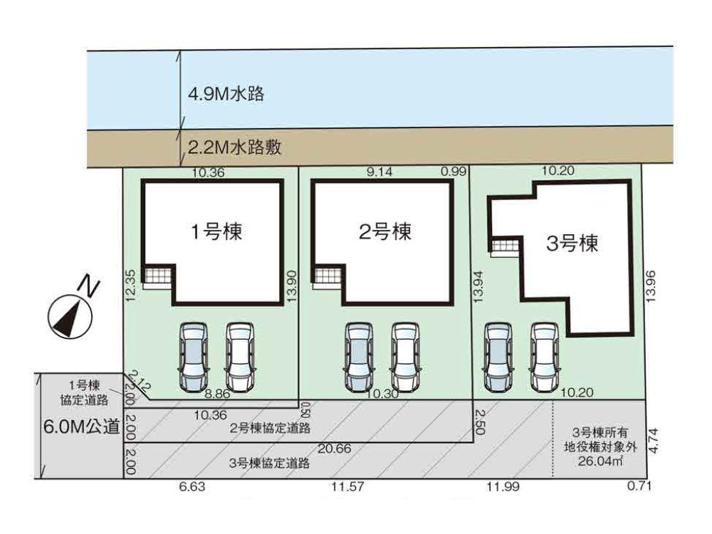 GRAFARE岡山市吉備津3期 新築分譲住宅全3棟 1号棟の区画図