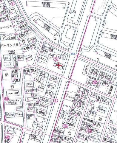 坂戸市伊豆の山町3-3貸地の地図