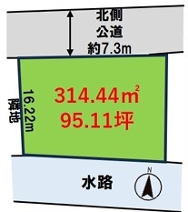 坂戸市紺屋　建築条件なし売地　東武東上線『若葉駅』バス13分　【三芳野小学区】の区画図