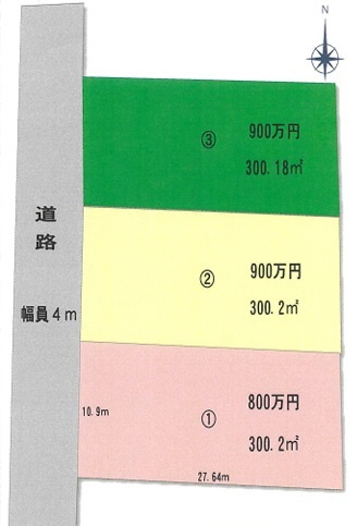 坂戸市中小坂　建築条件なし売地　東武東上線『鶴ヶ島駅』徒歩30分　【上谷小学区】の区画図