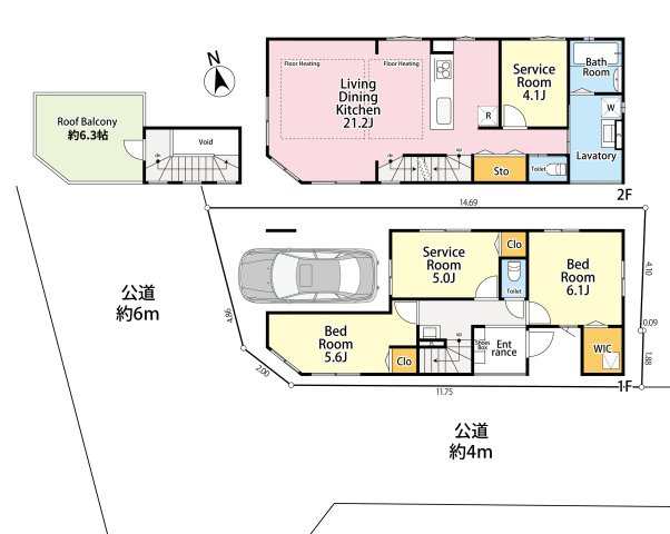 練馬区平和台2丁目　南西角地　建築条件なし　限定1区画の区画図|平和台駅徒歩12分♪建築条件なし売地の誕生です♪