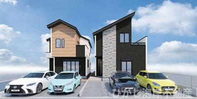 藤沢市鵠沼海岸４丁目　新築戸建　全２棟の外観パース|イメージパスですので実際のものと多少異なります

