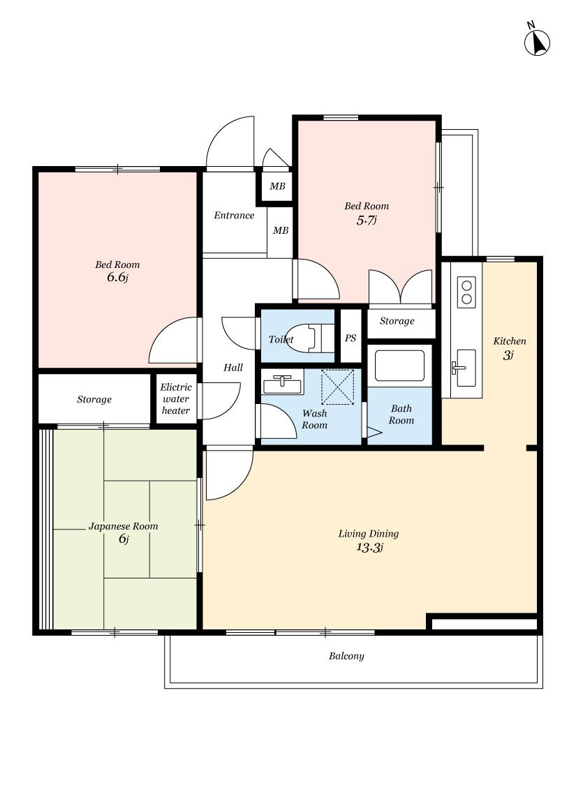 JR東海道線　【辻堂駅】　好アクセス13分‼　ライフコア茅ヶ崎の間取り