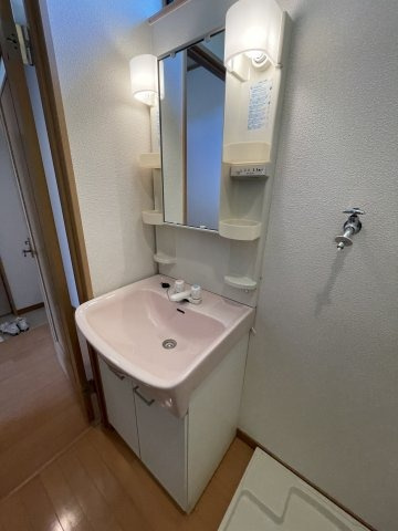 ゆったりとスペースのある洗面所