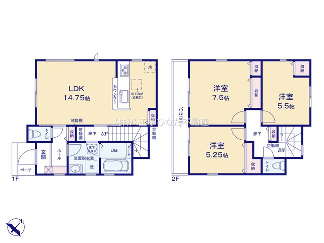 『八王子市新築戸建て』八王子市犬目町217-3【仲介手数料無料】の間取り|～仲介手数料無料☆八王子ひなた不動産～八王子市犬目町　新築戸建て