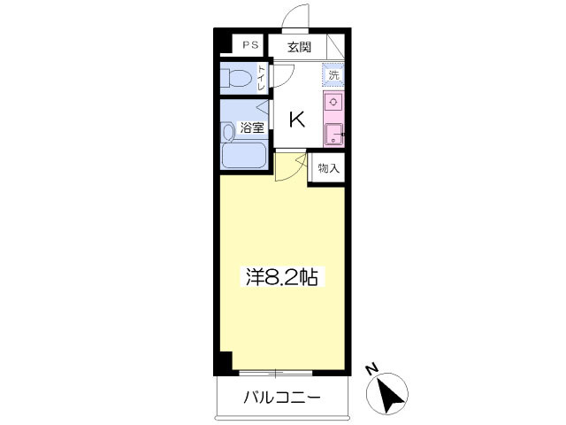 22.07平米　駅近！洋室8.2帖の１Ｋ！